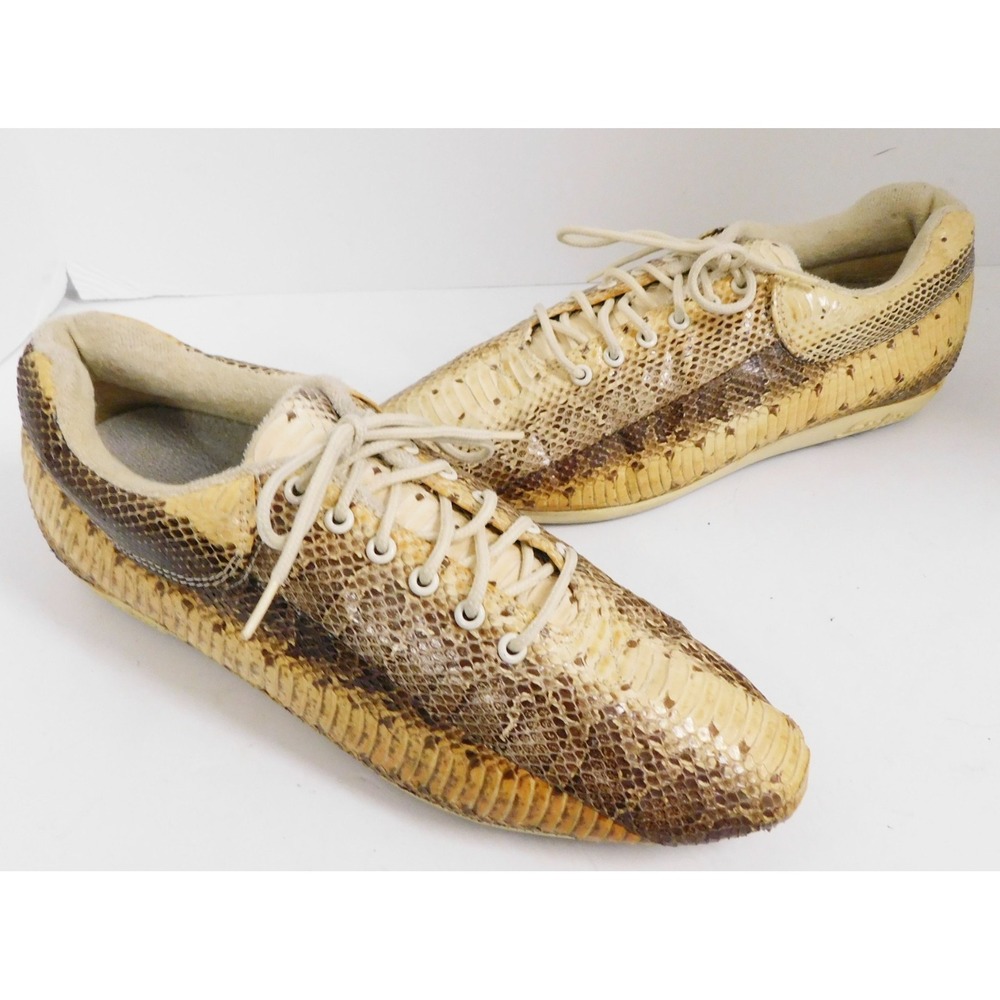 Vintage 1980 Snakers Python Sneakers Sz 8 VTG Exotic Cream‎ Brown Snake Skin
